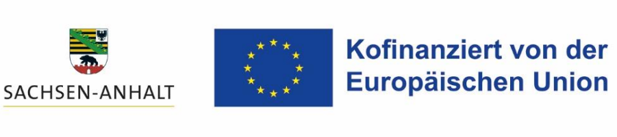 Sachsen-Anhalt coat of arms logo, European Union flag, and the caption 'Kofinanziert von der Europäischen Union'.
